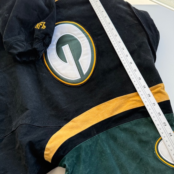 Green Bay Packers Vintage NFL Suede Bomber Jacket Size M - Picture 10 of 16